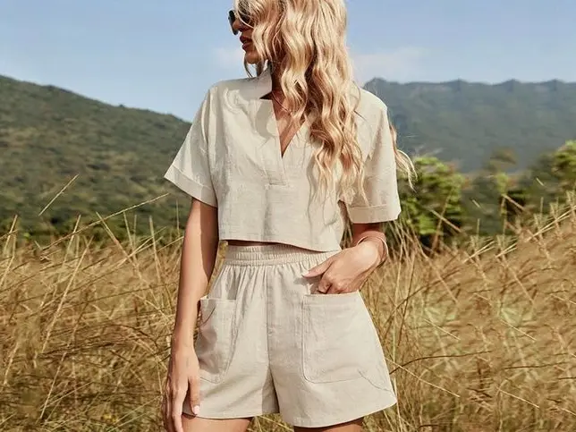 Summer Breeze Linen Set (Top + Shorts) 