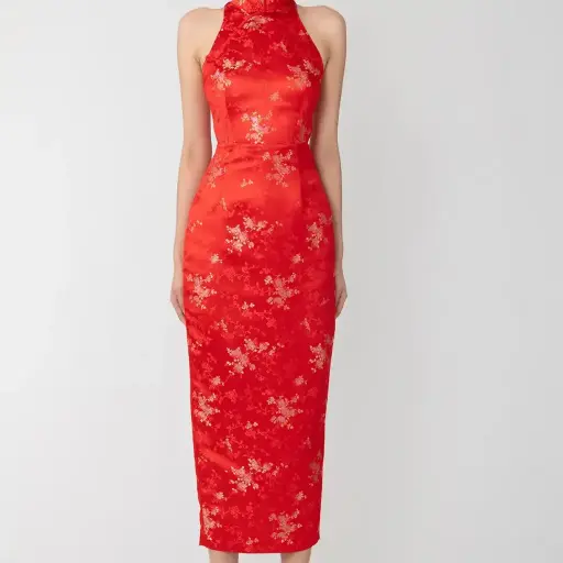 Lunar New Year Silk Cheongsam Dress