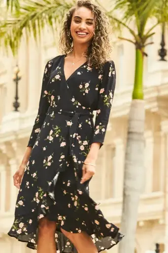 Floral Midi Wrap Dress